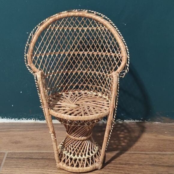 Plant peacock chair mini wicker stand boho hippie rattan - Picture 1 of 6